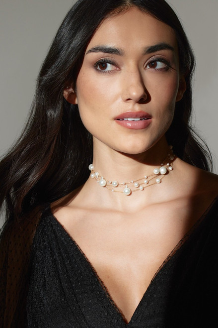 Luxe 14K Gold Plated Pearl Station Choker