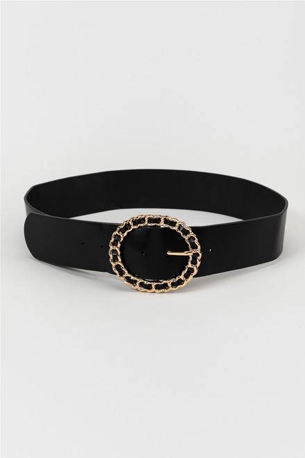 Irie Interwoven Round Buckle Faux Leather Belt