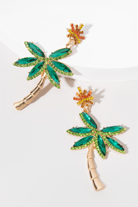 Jordyn Glass Palm Tree Drop Earrings