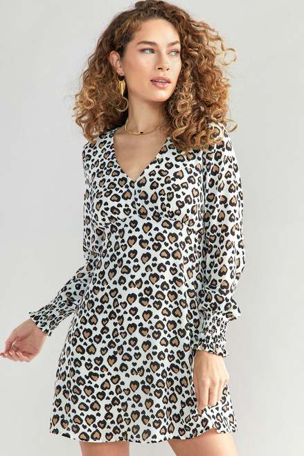Lori V-Neck Leopard Mini Dress