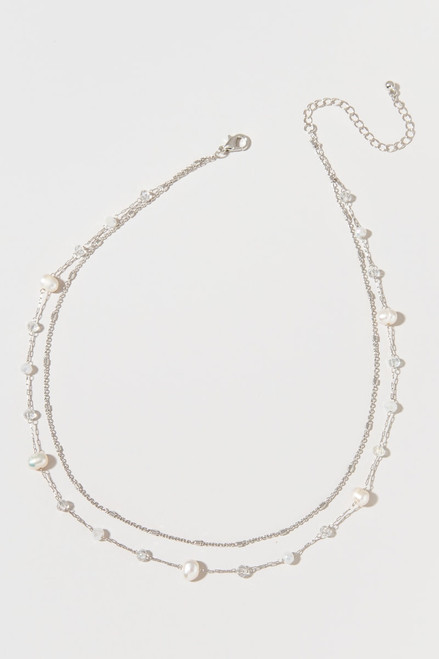 Helena Glass and Pearl Station Layered Necklace