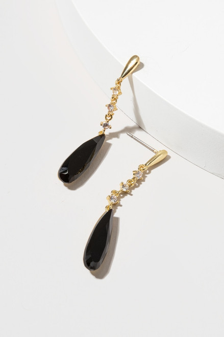 Demi Black Crystal Drop Earrings