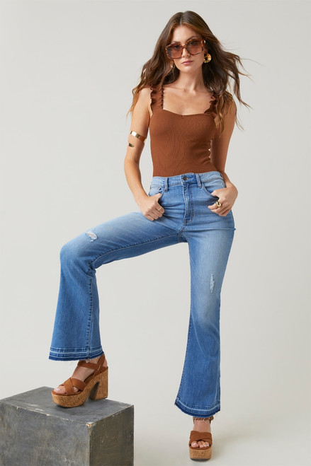 Harper Heritage High Rise Distressed Flare Jeans