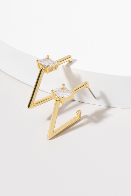 Madeleine Glass Stone Diamond Shaped Hoop Earrings