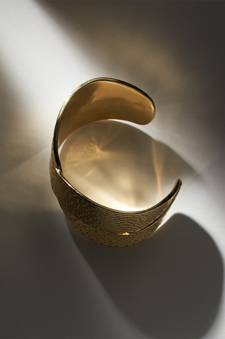Luxe 14K Gold Plated Textured Cross Cuff Bracelet