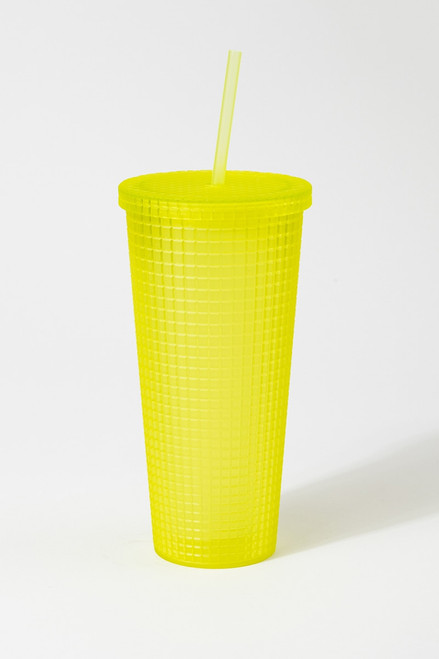 Neon Yellow Frosted Square Tumbler