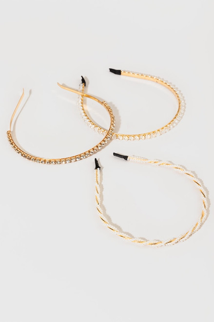 Karoline Crystal Pearl Skinny Headband Set