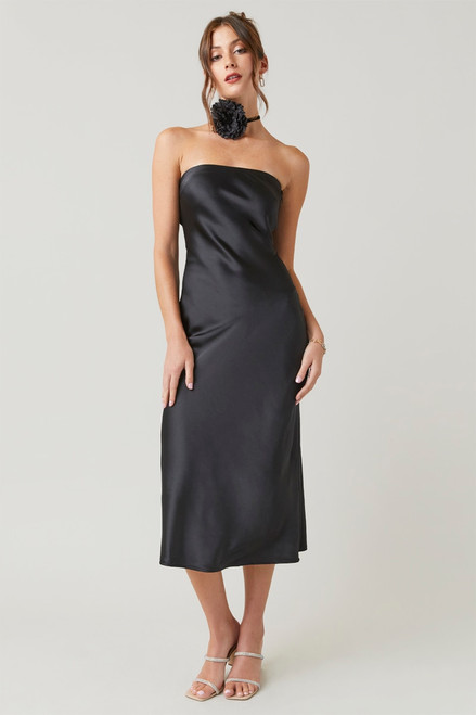 Lana Strapless Satin Midi Dress