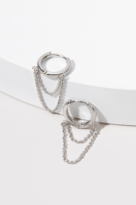 Cecily Fine Silver Plated Chain Huggie Earrings