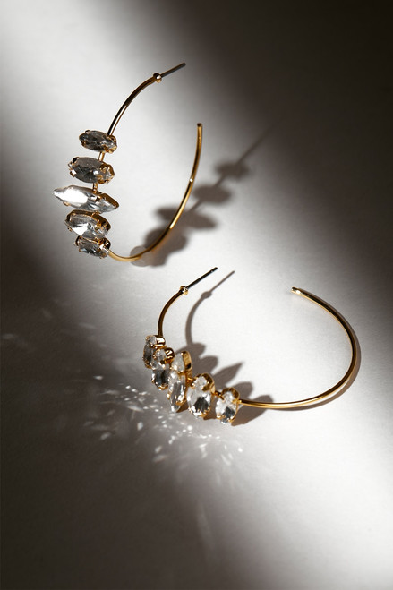 Luxe 14K Gold Plated Marquise CZ Hoop Earrings