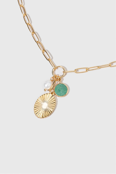 Kendall Golden Green Pearl Pendant Necklace