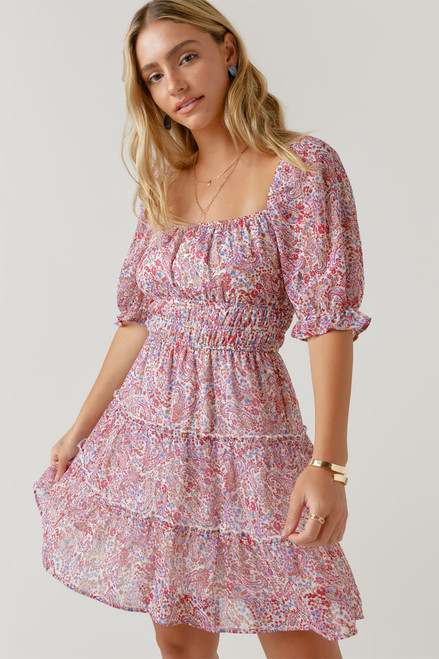 Regina Paisley Tiered Mini Dress