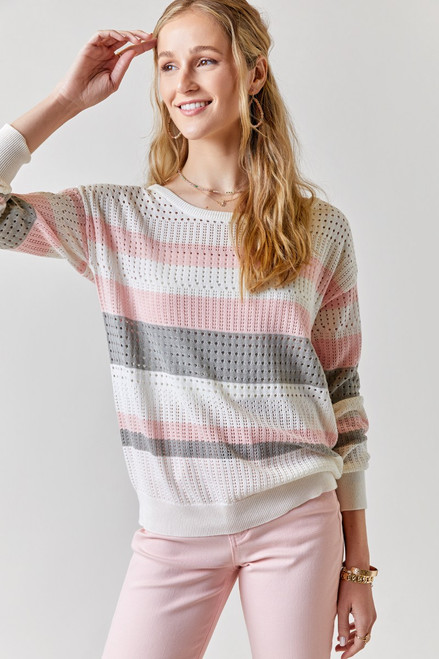 Madison Stripe Open Gauge Pullover Sweater
