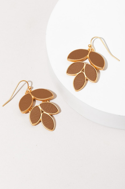 Ally Leather Leaf Drop Earrings