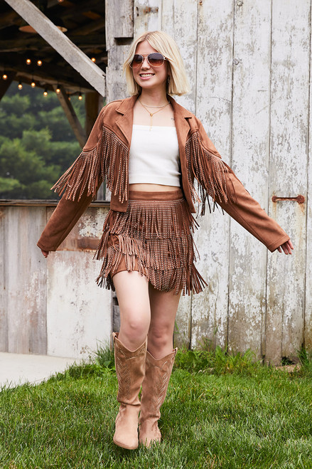 Diana Fringe Faux Suede Mini Skirt