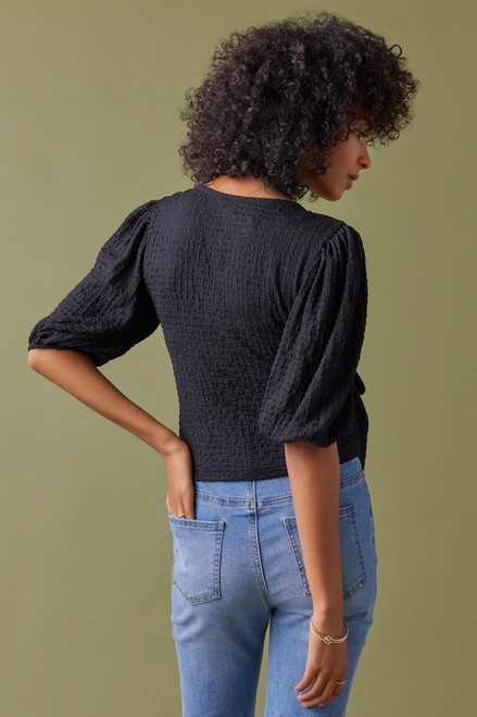 Tariah Crinkle Knit Puff Sleeve Top