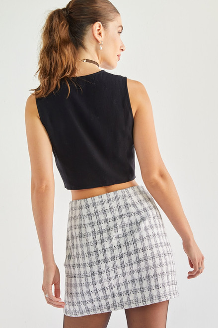 Beth Tweed Plaid Mini Skirt