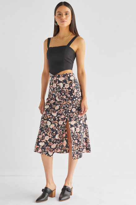 Melinda Floral Satin Skirt