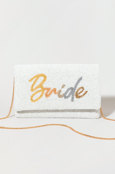 Bride Script Beaded Clutch