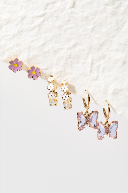 Lilly Butterfly Charm Earring Set