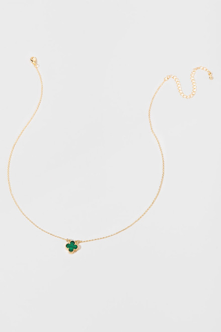 Nina Crystal Clover Golden Necklace