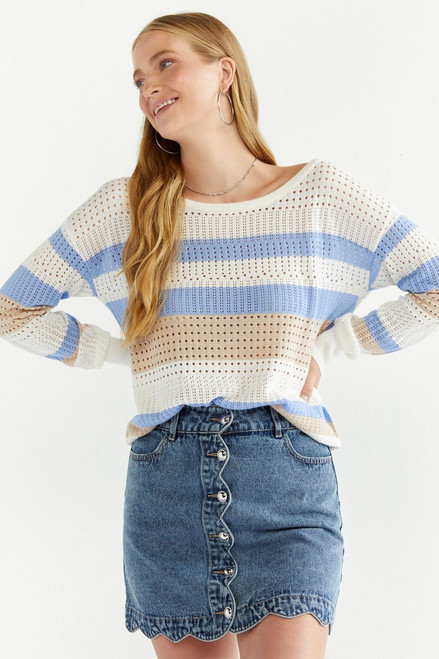 Madison Stripe Blue Pullover Sweater