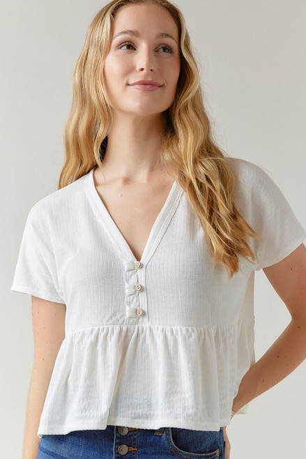 Raina Button Detail Babydoll Top