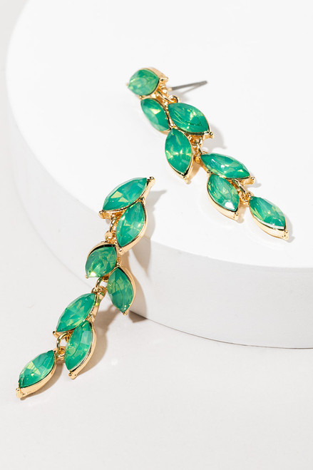 Loretta Green Leaf Drop Earrings