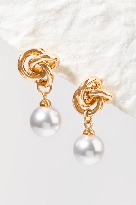 Chloe Golden Pearl Drop Earrings