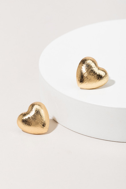 Leslie Brushed Metal Heart Stud Earrings