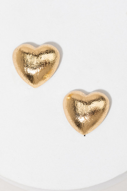 Leslie Brushed Metal Heart Stud Earrings