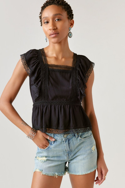 Destiny Lace Trim Bow Back Blouse