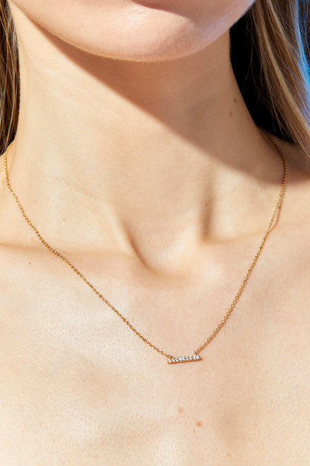 Demi-Fine Gold Plated Bar Pendant Necklace