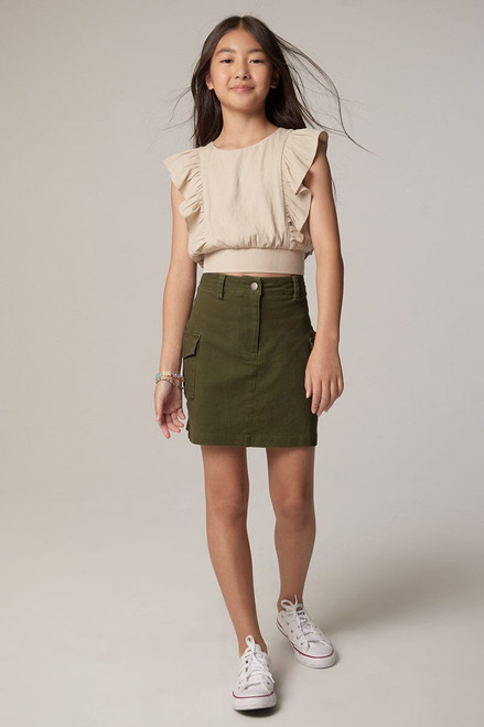 Hello Franki Linen Ruffle Top for girls