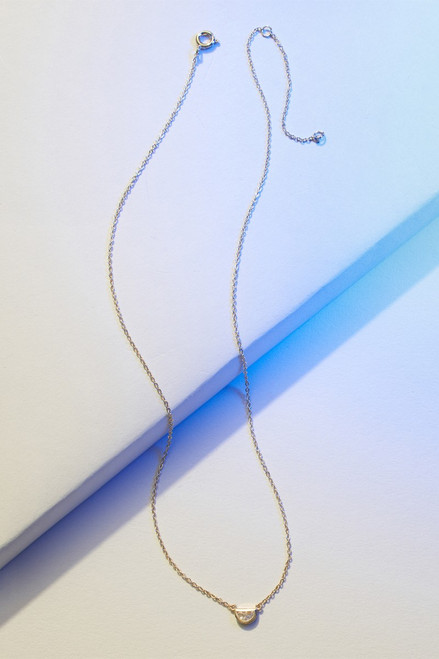 Demi-Fine Gold Plated Semi-Circle Pendant Necklace