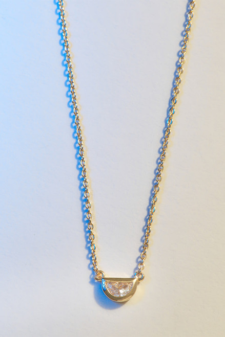 Demi-Fine Gold Plated Semi-Circle Pendant Necklace