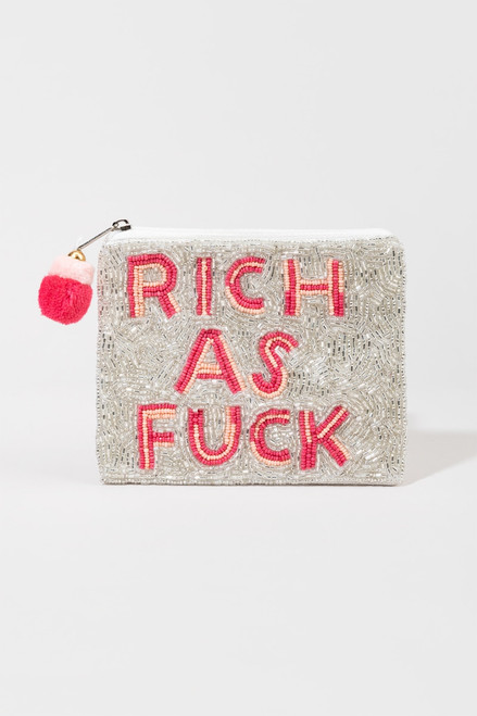 Rich As F*ck Beaded Pouch