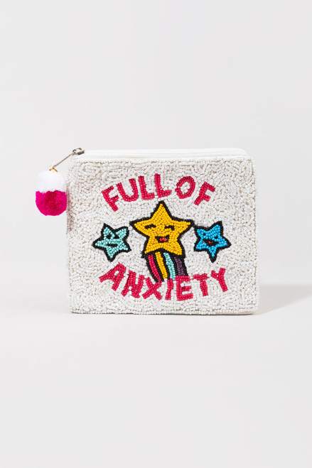 Full Of Anxiety Beaded Pouch