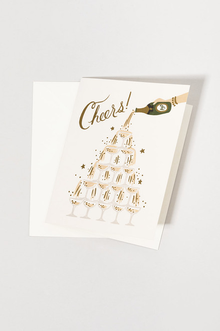 Rifle Paper Co. Champange Towers Cheers Wedding Card