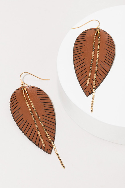 Carolina Faux Leather Leaf Earrings