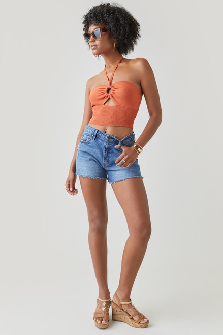 Amber Key Hole Halter Tank Top