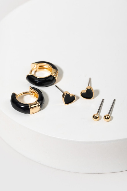 Laila Black And Gold Earring Set