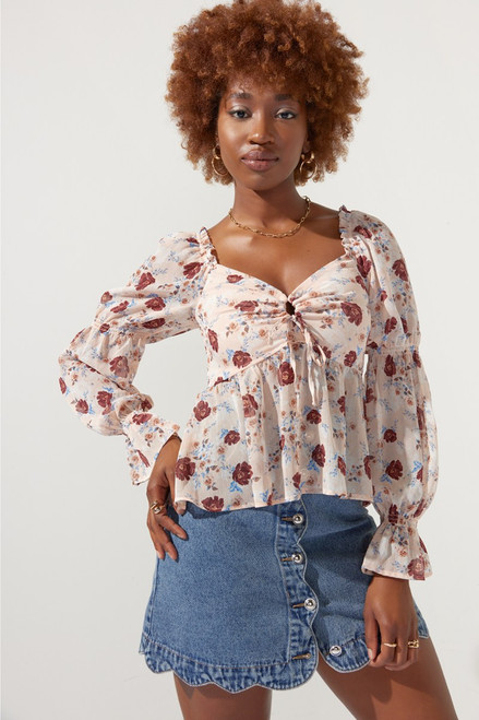 Lyla Key Hole Cinched Blouse