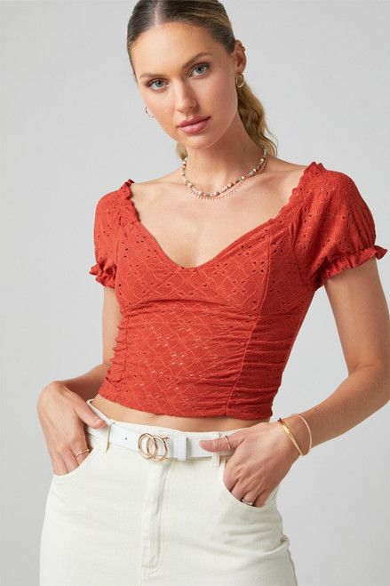 Martina Eyelet Smocked Top