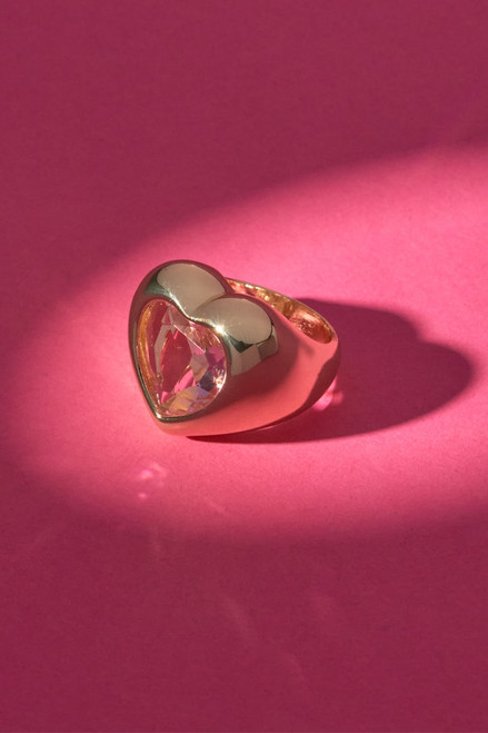 Luxe Chunky Stone Heart Ring