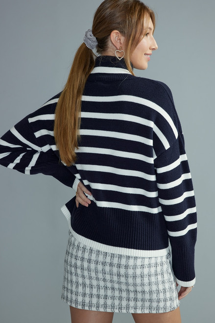 Gordina Oversized Turtleneck Stripe Sweater
