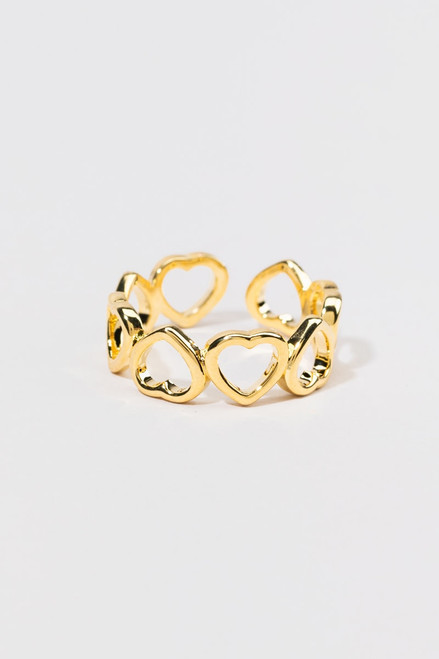 Lily 14K Gold Plated Chunky Heart Adjustable Ring