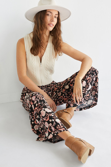 Lucy Floral Tie Waist Fluid Pant