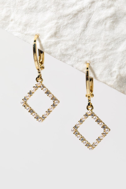 Lisa Gold Open Square Drop Earrings