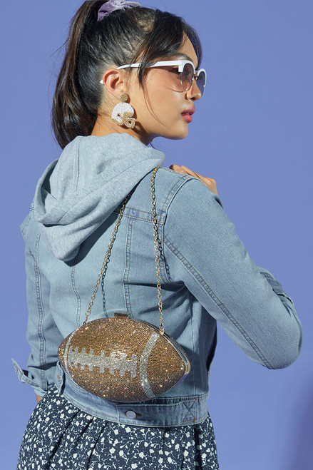 Alyson Embellished Football Handbag